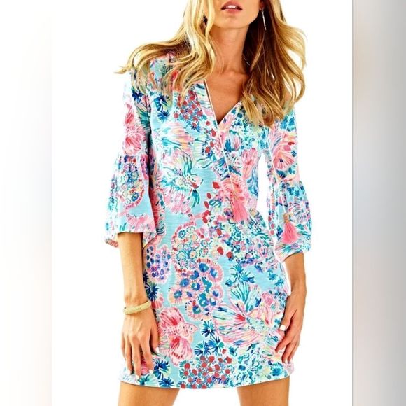 SOLD!! LILLY PULITZER Del Lago *GYPSEA* Serene Blue Tunic Dress - Size Small - Picture 1 of 9
